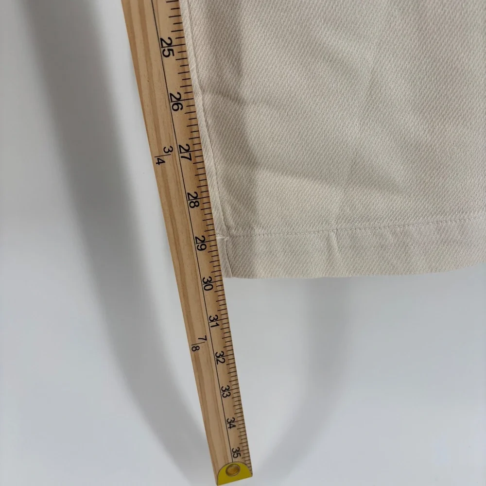 Zara Wide Leg Trousers Women Large Cream Bohemian Chic Drawstring Textured Twill